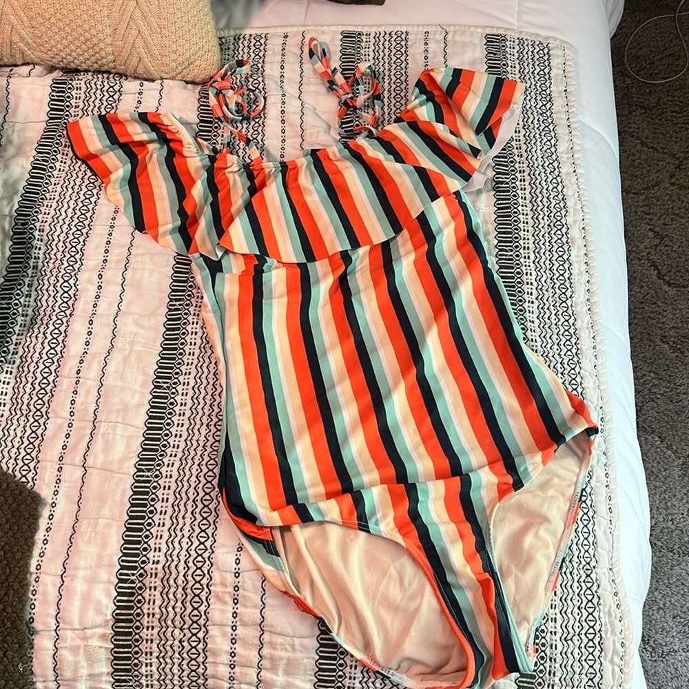 Albion Multicolor Striped One Piece Swimsuit